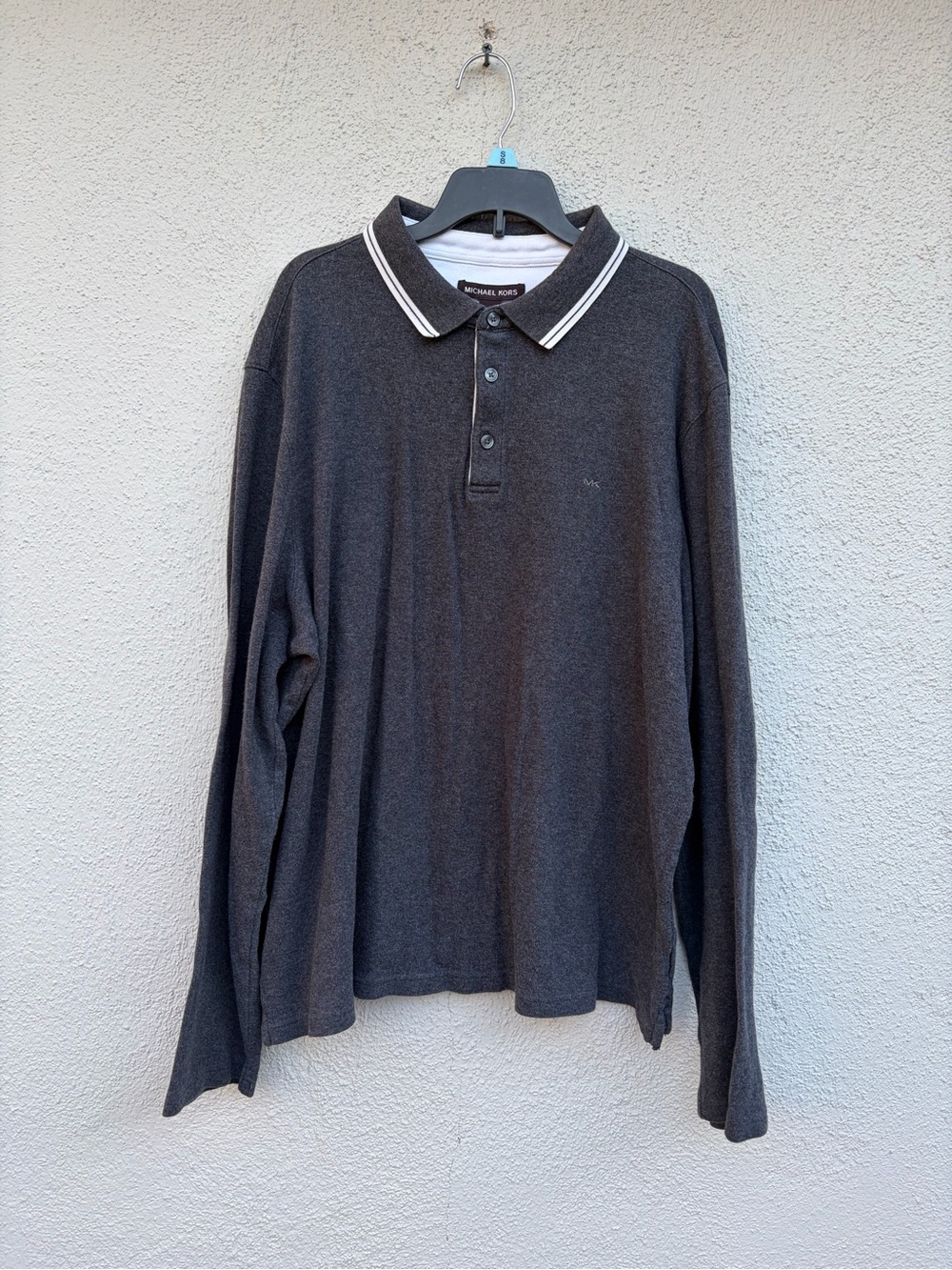 Michael Kors Men's Long-Sleeve Polo Shirt - Charcoal Size XL